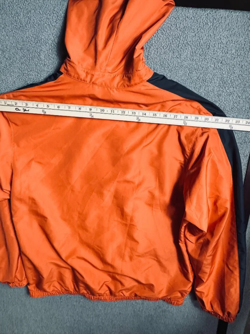 Nike Orange Black Hooded Windbreaker Jacket Men’s Large Full Zip Lightweight Y2K